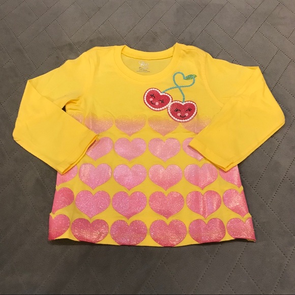 NWT The Children’s Place Cherry Heart Yellow Tee - Picture 1 of 3
